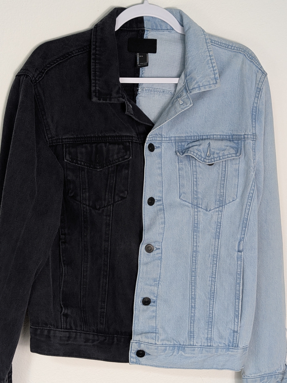 Forever 21 Two-Tone Denim Jacket - Black & Light Blue